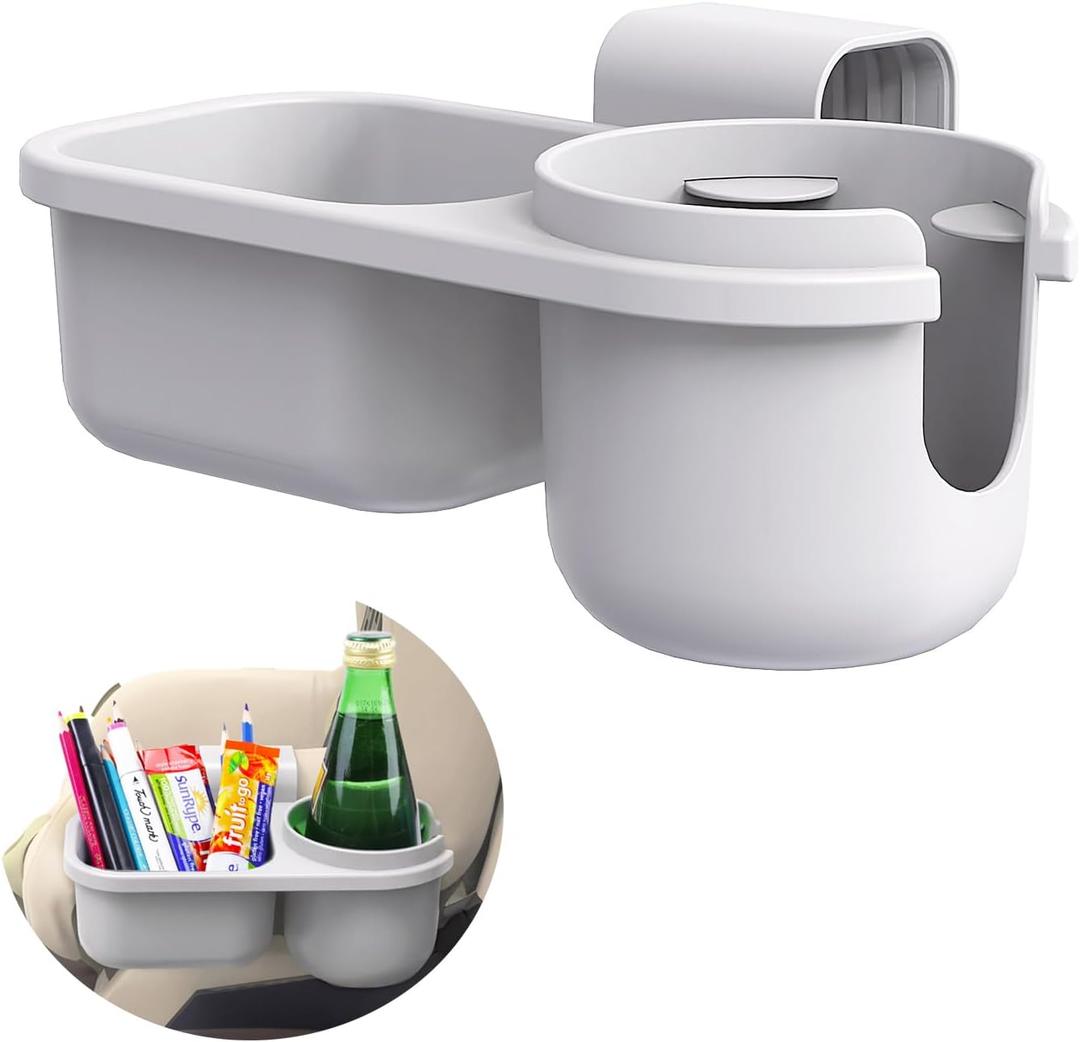 Child Cup Holder with Snacks Holder and Pod for Convertible Car Seats, Compatible with Most Car Seats, BPA Free- Grey.