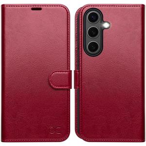 OCASE Compatible with Galaxy S25 Plus Wallet Case, PU Leather Flip Folio Case with Card Holders RFID Blocking Kickstand [Shockproof TPU Inner Shell] Protective Phone Cover 6.7 Inch 2025, Red