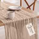Pureegg 3-Pack Cheese Cloths Table Runner, 120'' Boho Table Cloth Decorations for Party, Baby Shower, Wedding and Farmhouse, Fabric Room Decor, Nude