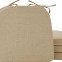 Chair Cushions for Dining Chairs, 2" Thick Seat Cushions for Kitchen Chairs, D-Shaped Chair Pads with Washable Cover, Ties and Non Slip Backing, 17'' x 16'', Set of 4, Khaki