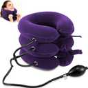 Yun Meng Lakes Neck Stretcher, Inflatable Neck Stretcher, Cervical Neck Traction Device, Neck Pain Relief, Adjustable Inflatable Neck Brace and Cervical Traction, Decompression Home Use (Purple)