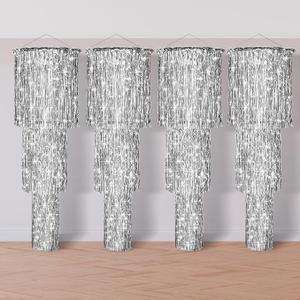 Tatuo 3 Tier Metallic Tinsel Chandelier Shimmering Fringe Backdrop