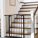 InnoTruth 29-39.6Baby Gate for Stairs & Doorways,30" Tall Dog Gate for Pets,Dual-Lock Safety and One Hand Opening Design,Pet Gate for Hallways,Outdoors,Wall-Friendly Pressure Mounted, Pure Black