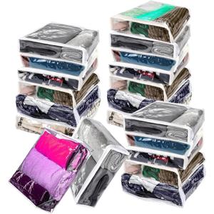 20Pcs Clear Vinyl Zippered Storage Bags, Plastic Storage Bags for Blankets Sweater Clothes Bed Sheet Organizer with Zipper for Closet Sweater Bed Sheet Pillow (10.5 x 10.5 x 2.5 inches)