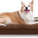 Dog Crate Bed Waterproof for Large Dogs - Rose Velvet Soft Fluffy Washable With Removable Cover & Anti-Slip Bottom, 35 x 22 Inch, Brown