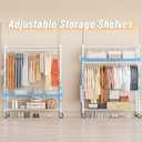 Homdox 3 Tier Garment Rack with Wheels, Portable Closets for Hanging Clothes Heavy Duty, Closet Racks and Shelving with Double Hanger Rods & Side Hooks, White