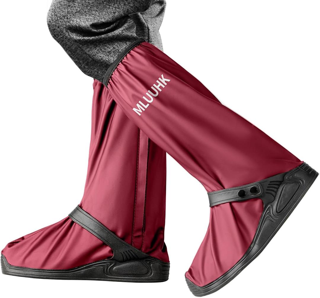 Rain Shoe Covers, Reusable Waterproof Rain Cover for Shoes, Non-Slip PVC Snow Boot Covers for Men and Women (Large, Purplish Red)