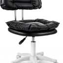 Novabright Pedicure Chair for Nail Tech, 360° Swivel Rolling Stool with with Back Support, Adjustable Height Armless Vanity Chairs Thick Cushion, Drafting Chair for Salon Spa Shop Home Office