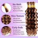 Highlight Human Braiding Hair 12 Inch 110g for Boho Braids Knotless Braids Bulk 100% Human Hair Extensions, P4/27/30 Ombre Brown Blonde Deep Water Wave Braiding Hair for Bohemian No Weft 3 Bundles