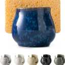 Zoeeker Ceramic Sponge Holder, Kitchen Sink Scrubby Caddy Organizer Dish Sponge Dish Rack for Scrubbers, Bathroom, Sink, Blue