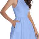 FANCYINN Women Short Dress Sexy Spaghetti Strap Backless Mini Casual Dress Halter Dresses Homecoming Dresses (Blue)