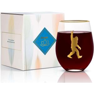 Onebttl Bigfoot Gifts for Women/Men, Big foot Sasquatch Gifts, Sasquatch Gifts, 17oz Stemless Glass