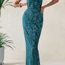 BTFBM Women Spring Dresses 2025 Elegant Wedding Guest Dresses Bodycon Tube Maxi Dress Split Floral Cocktail Dress (L)