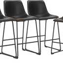 DUMOS 26 Inch Counter Height Bar Stools Set of 4, Modern Faux Leather High Barstools with Back and Metal Leg, Bar Chairs for Kitchen lsland, Black, 4 Pcs 26 In