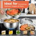 LOLYKITCH 8-Quart/ 30CM Stainless Steel Steamer Pot - 3 Tier Steamer for Cooking Dumplings & Veggies, 12 Inch Large Induction Stock Pot for All Stovetops, Heavy Duty