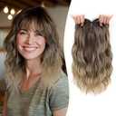 MARJORIE Hair Topper,Wavy Hair Toppers for Women 14inch Natural Looking Hairpiece with Wispy Bangs, Volume Booster Wiglet for Full Coverage, Quick Styling for Party/Date Night/Social/Content Creators