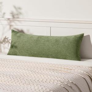 MIULEE Pack of 1 Couch Throw Pillow Covers 14x36 Inch Spring Soft Sage Green Chenille Pillow Covers for Sofa Living Room Solid Dyed Pillow Cases