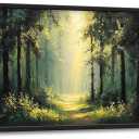 Large Green Forest Wall Art for Living Room Tree Pictures Sunshine Big Wall Decor Nature Landscape Canvas Print Painting Home Framed Artwork Decoration Gifts for Bedroom Office 24"x36"