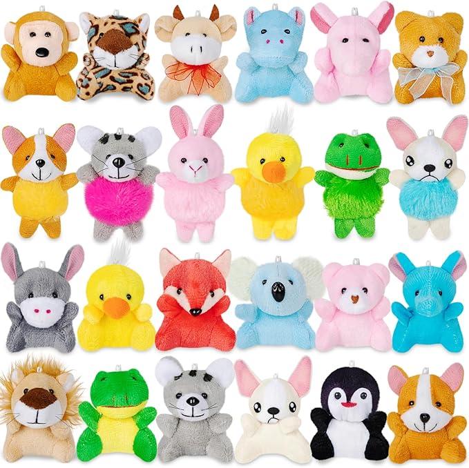 9 Pack Mini Stuffed Animals Bulk Party Favors For Kids Treasure Box Toys Classroom Plush Toys Claw Machine Key Chains Carnival Prizes Small Valentine Halloween Christmas Gifts Stocking Stuffers