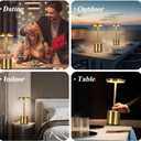 Cordless Table Lamp 2 Pack, Rechargeable Portable Battery Operated Table Light, Touch Control 3 Color Stepless Dimming LED Table Lamp, for Bedroom/Restaurant/Outdoor/Patio (Gold)