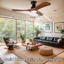 42 Inch Low Profile Ceiling Fans with Lights and Remote, Flush Mount Ceiling Fan with Lights, 3 Blades Solid Wood Walnut Hugger Easy Installation for Living Room, Bedroom, Farmhouse, Indoor