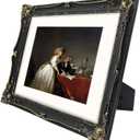 11x14 Picture Frame with Mat for 8x10, Vintage Black Poster Frame with Gold Accents, Gothic Photo Display for Gallery Wall and Tabletop, Hand-Painted Floral Design Living Rooms Entryways Mantelpiece Dcor