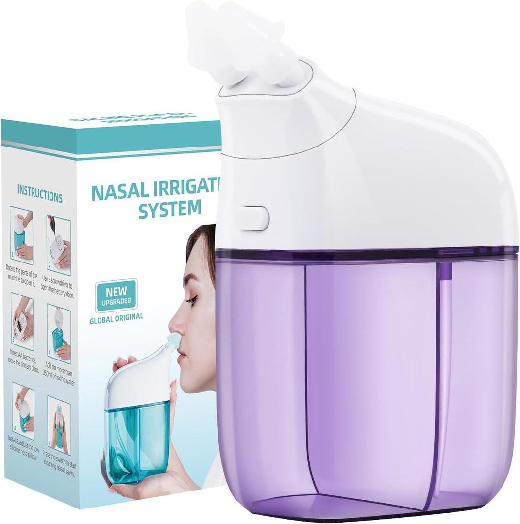 Nasal Irrigation System, Nasal Care, Sinus Rinse Machine, Nasal Rinse Machine, Nasal Cleaner with Auto Waste Collection Function for Sinus, Runny Nose, Nasal Congestion Purple