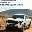Seat Covers Full Set Compatible with 2024 2025 2026 Toyota Tacoma Double Crew Cab Waterproof Leather Seat Protectors Custom Fit for Trucks (Black&Grey)