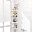 4 Layer Corner Shower Caddy, Stainless Steel â€‹Constant Tension Pole Shower Organizer, Adjustable Corner Shower Shelf, Rustproof 3.3 to 9.8 ft