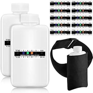 14 Pcs Urine Show Complete Kit 2 Portable Empty Bottles 10 Adhesive Temperature Show Strip Hidden Leg Strap Urine Oxford Pouch Urine Test Bottles (Simple Style)