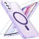 Hensinple for Samsung Galaxy S21 FE 5G Case Magnetic, S21 FE Phone Case with Screen Protector [Compatible with MagSafe], Matte Back Slim Shockproof Protective Case for Samsung S21 FE, Purple