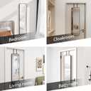 SCWF-GZ 47x14 Mirror Rectangle Full Body Length Door Hanging Wall Mounted Metal Aluminum Alloy Frame Dressing Make-up Mirrors for Entryway Bedroom Bathroom Living Room 47 14 inch Black