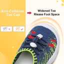 FEETCITY Toddler Slip On Shoes Boys Girls Wide Toddler Tennis Shoes Sports Walking Sneakers (Blue Green)