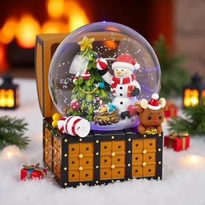 Christmas Snow Globes, Musical Snow Globe Lantern with Colorful Lights, Snowfall & 8 Songs, USB & Battery Powered - Indoor Christmas Decor, Xmas Gift for Kids, Family, Colleagues