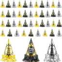 45 Pcs Paper Happy New Year Hats New Years Eve Hats Eve Cone Party Hats Bulk for Adults Kids New Years Party Dress Accessories