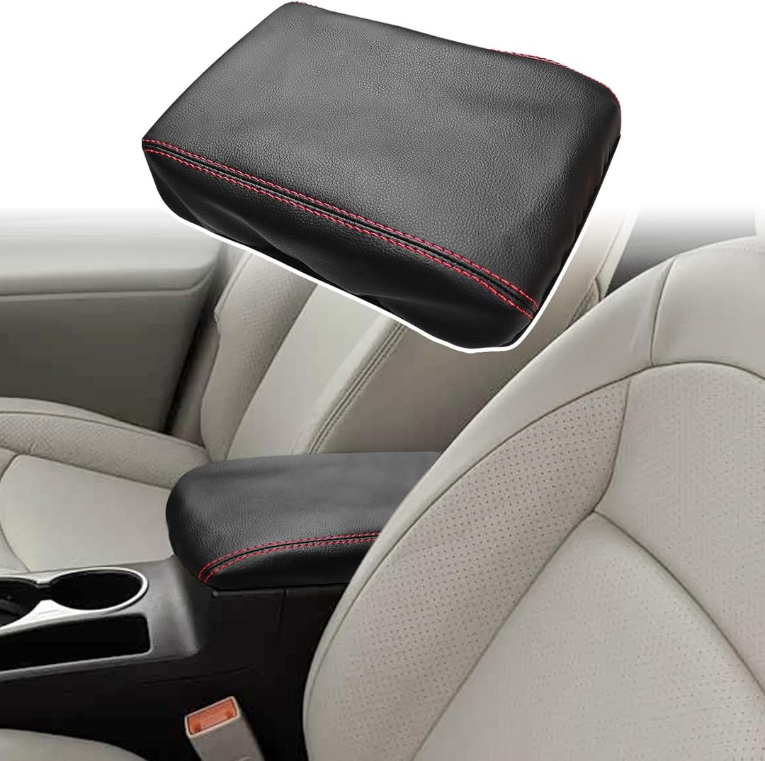 ramuel Compatible with Center Console Armrest Cover Pad PU Leather Arm Rest Covers Mat Middle Console Cover Lid Protector Pad for Nissan Rogue 2008-2012 Black