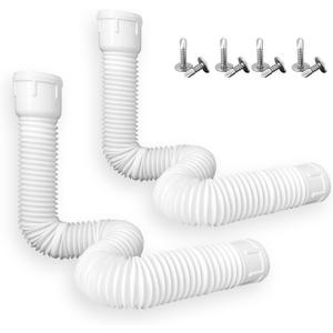 Roof Downspout Extension Pipe, Adjustable & Expandable Gutter Drain Pipe, PVC Anti-Clogging Rainwater Extension Hose for Roof Drainage（ROUND/WHITE) (62 Inches)
