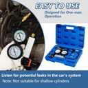 Cylinder Leak Down Tester Kit Compression Leakdown Detector Leakage Test Set for Gasoline Engine Leak Detection Tester Kit Dual Pressure Gauges
