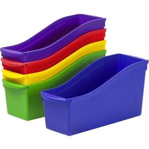 Storex Large Book Bin, Linking Storage Bin, Dry Erase Surface, 14.3 x 7 x 5.3 Inches, STEM Assortment, (70105A06C) (Pack of 30) (Assorted)