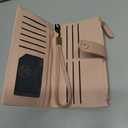Women's Wallets - RFID Blocking Leather Bifold Clutch Credit Card Holder Long Travel Purse with Wristlet (Pink)