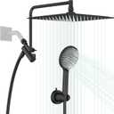 Double Shower Heads with Handheld Spray Combo, 10" Stainless Steel Rain Shower Head with Handheld, 3+3 Shower Mode, 13" Adjustable Shower Extension Arm and 59" Long Shower Hose, Matte Black