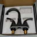 Bathroom Sink Faucet FRANSITON 4 Inch Faucet 2 Handle Bathroom Sinks Faucets Lead-Free Oil Rubbed Bronze Bath Sinks Faucets with Pop-up Drain Stopper and Supply Hoses