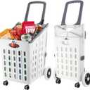Shopping Cart for Groceries, 75L Extra Large Capacity Grocery Cart 360° Rolling Swivel Wheels, Utility Cart Folding Shopping Carts for Laundry Luggage Shopping