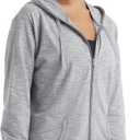 Hanes womens Slub Knit Full-zip Hoodie, Textured Cotton Zip-up T-shirt Hoodie for Women (Gray, M)