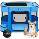 Paw Ballet Dog Playpen, Puppy Play Pen, Kitten Playpen Indoor, Exercise Dog Pen, Dog Kennel, Removable Zipper Shade Cover for Kitten Puppy Outdoor Indoor Use,M Blue