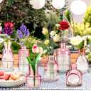 Glass Bud Vases Set of 12,Small Glass Vases for Centerpieces, Pink Bud Vases in Bulk, Mini Flower Vase, Small Vases for Flowers, Mini Vintage Vase for Wedding Home Room Office Table Decor (Pink)