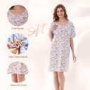 Nightgowns for Women, Women's Sleepwear Lightweight Cotton Nightdress, Crew Neck Sleepshirt Short Sleeve Loose Fit (L)
