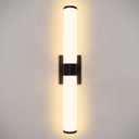 Kalium 24in Modern Wall Sconces, Dimmable Bathroom Vanity Lights, 3000K Warm White LED Indoor Sconces Lighting for Bathroom, Stairs, Living Room, Bedroom, Hardwired (Black - Cylindrical 24in)