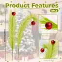 6 x Artmag 8 Pcs Christmas Tree Topper, 17 Inch Red Green Artificial Green Stems Tree Picks Ornaments with Red Ball for Christmas Holiday Fireplace Wreath Decorations