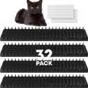 Petfolio 32 Pack Scat Mat - 13.3 x 3.3 Inch Cat Spike Mat With 1 Inch Spike Is A Perfect Pet Training Mat For Cat Repellent Indoor & Outdoor To Deter Cats, Dogs & Other Animals For All Seasons (Black)